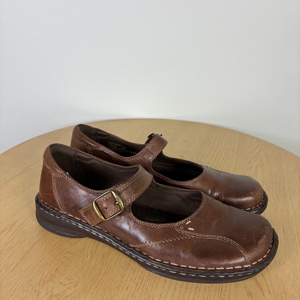 GH Bass Hazel Leather Mary Jane Buckle Flat Shoes Womens 9M 90s Square Toe